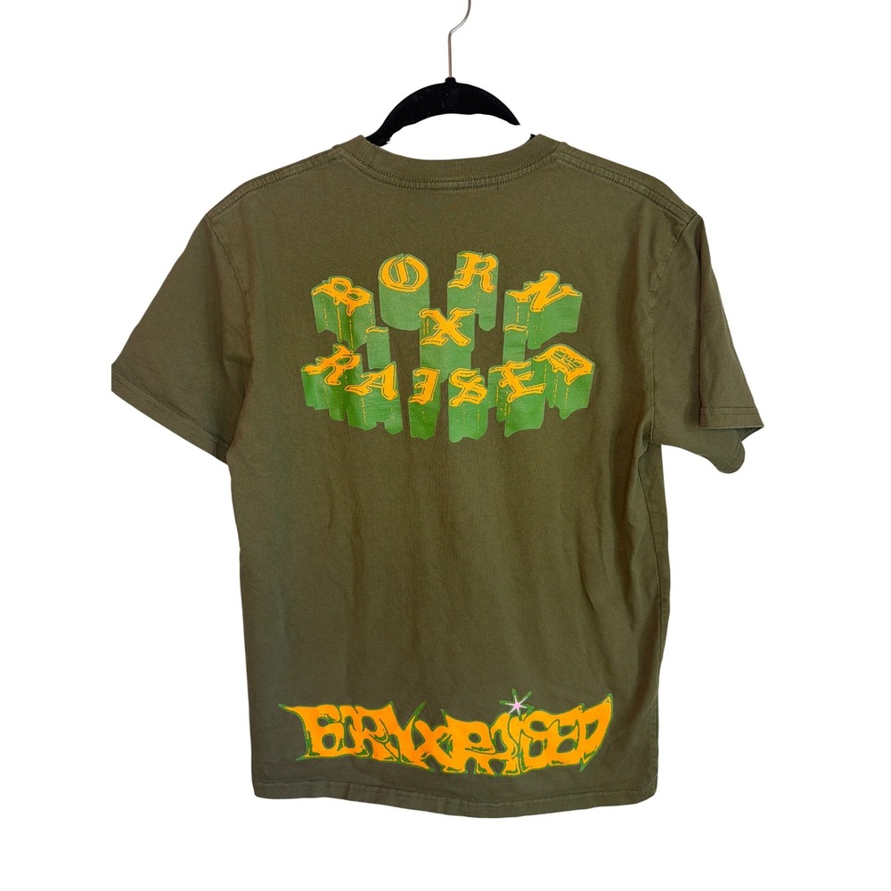 Born x Raised T Shirt Olive Green Graphic Print Men Size Medium